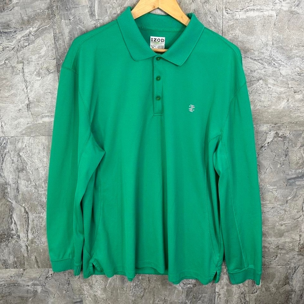 Green Izod long sleeve polo shirt Men's 2XL‎ #preppy